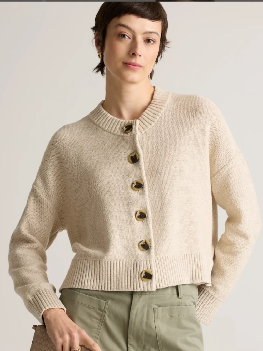 Quince 100% Organic Cotton Fisherman Collared Cardigan | Size S